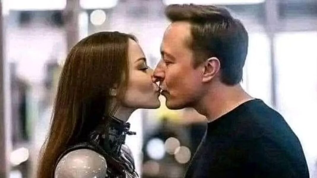 Elon Musk duke puthur robotë, fotot bëhen virale