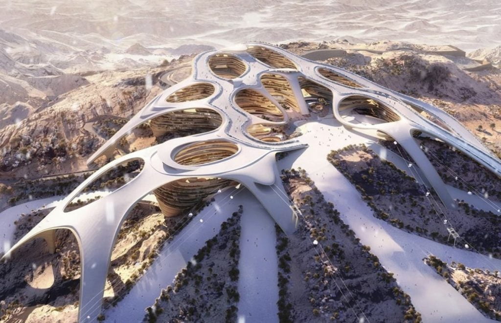Arabia Saudite po ndërton një vendpushim skish në shkretëtirë! (FOTOT)