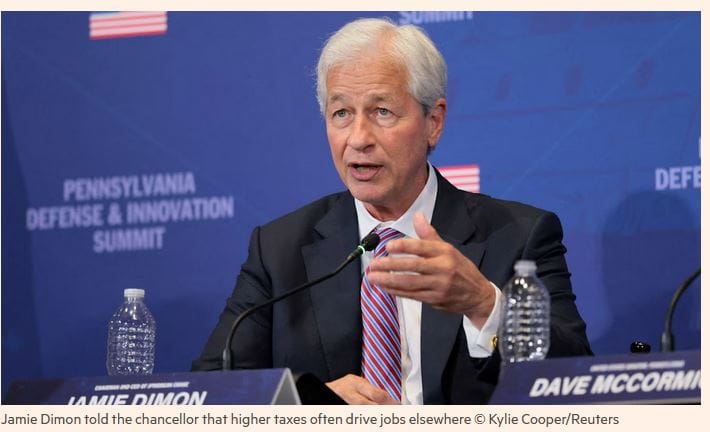 Jamie Dimon paralajmëron ministrin britanik të Financave kundër rritjes së taksave për bankat