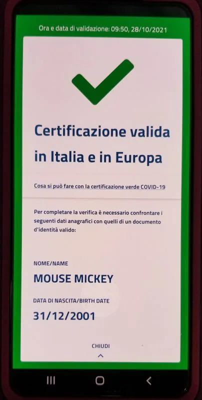Micky Mouse GreenPass