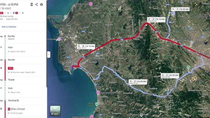 Turizmi, transporti publik i Shqipërisë hyn më në fund në “Google Maps”