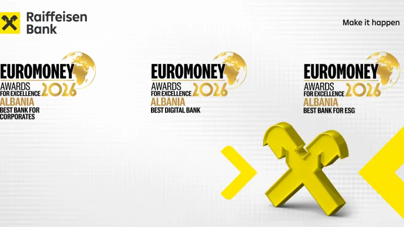 Raiffeisen Bank Shqipëri vlerësohet me tre çmime nga Euromoney Awards for Excellence 2026
